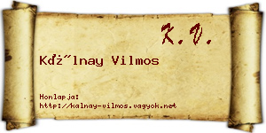 Kálnay Vilmos névjegykártya