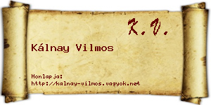 Kálnay Vilmos névjegykártya